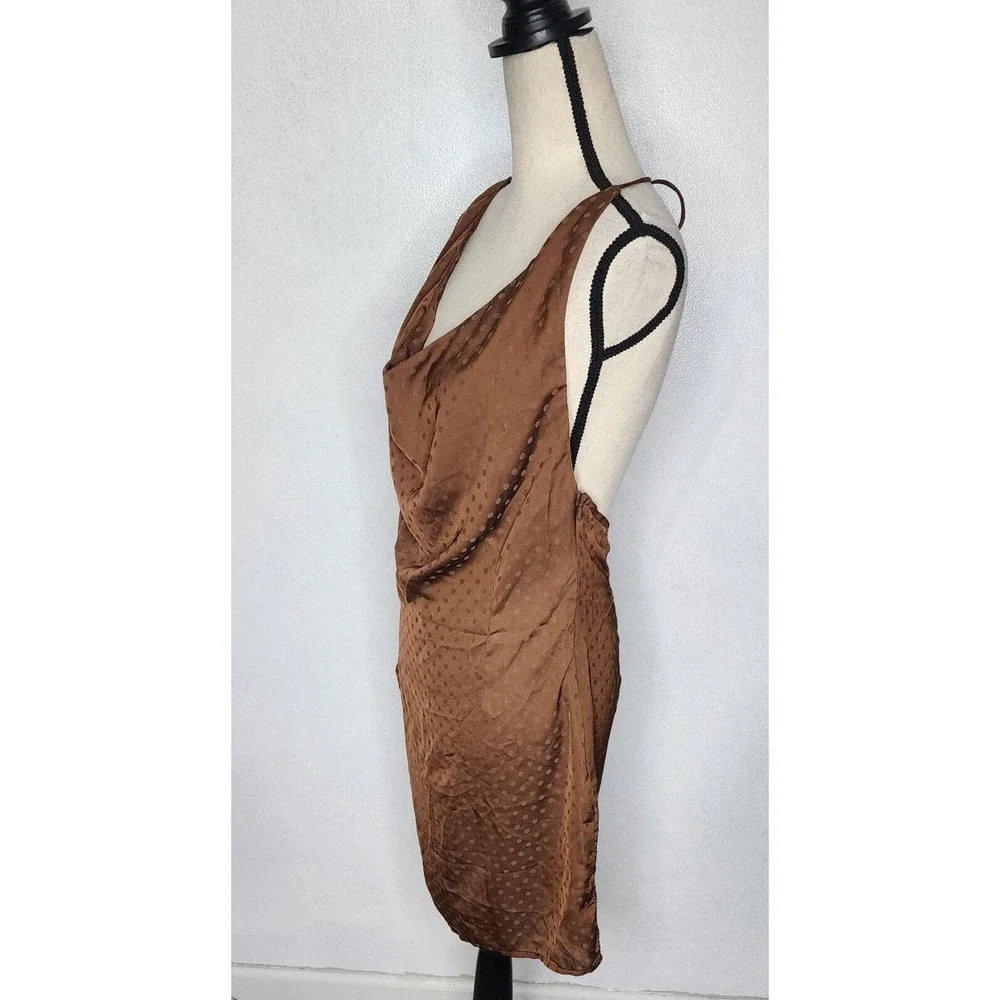 NWT Princess Polly Lenny Mini Dress Brown Polka Dot Sexy Size 8 - Picture 4 of 13